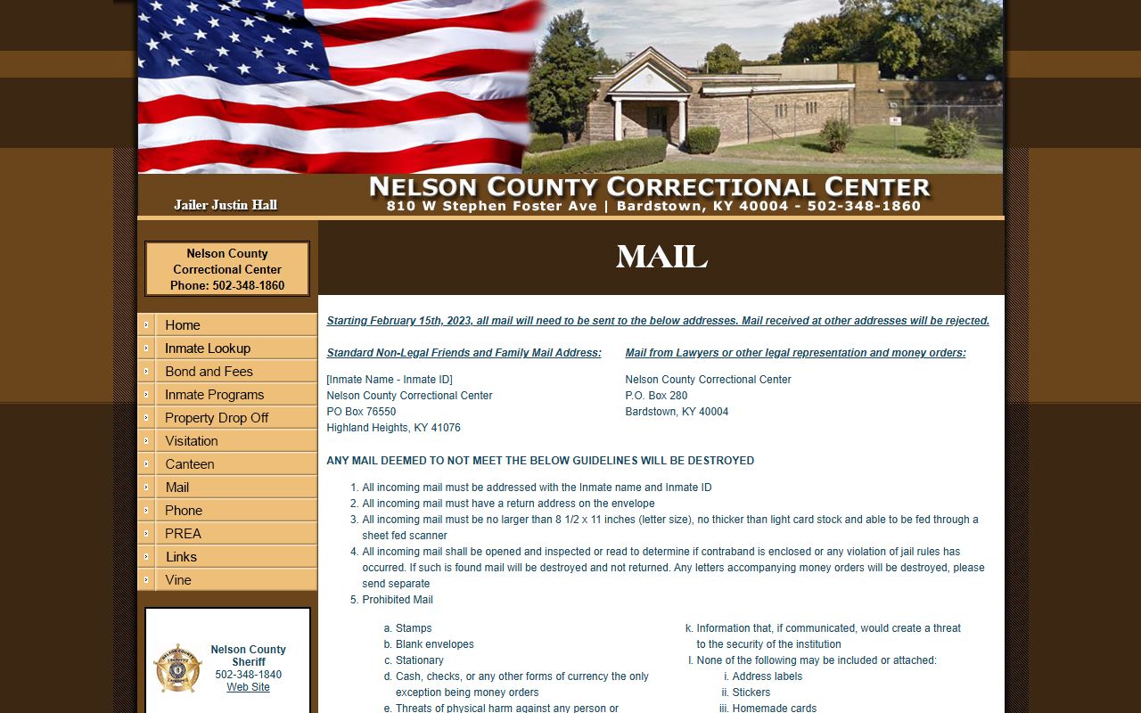 Nelson County clerk records jail mail page assigned record channel