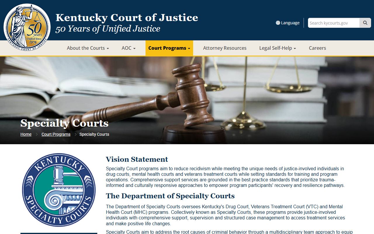 Nelson County court dockets Kentucky specialty courts overview