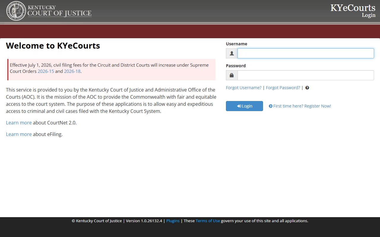 Nelson County court records KYeCourts registered login