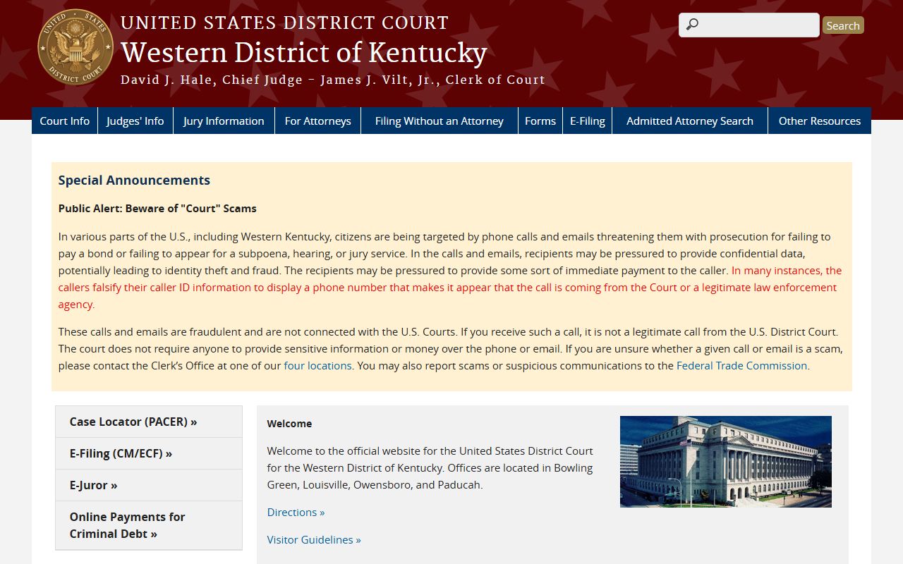 Nelson County Circuit Court records Western District of Kentucky federal court