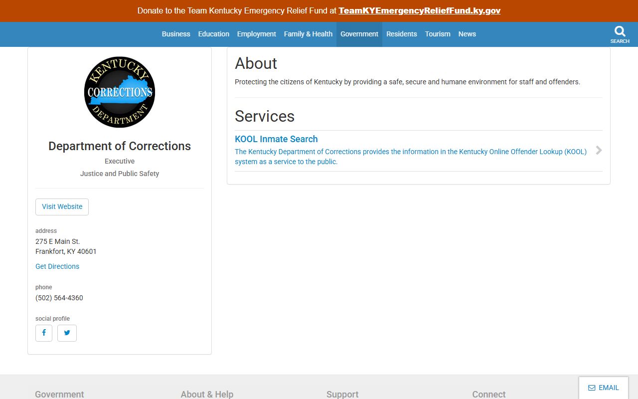 Nelson County Circuit Court records Kentucky Department of Corrections profile
