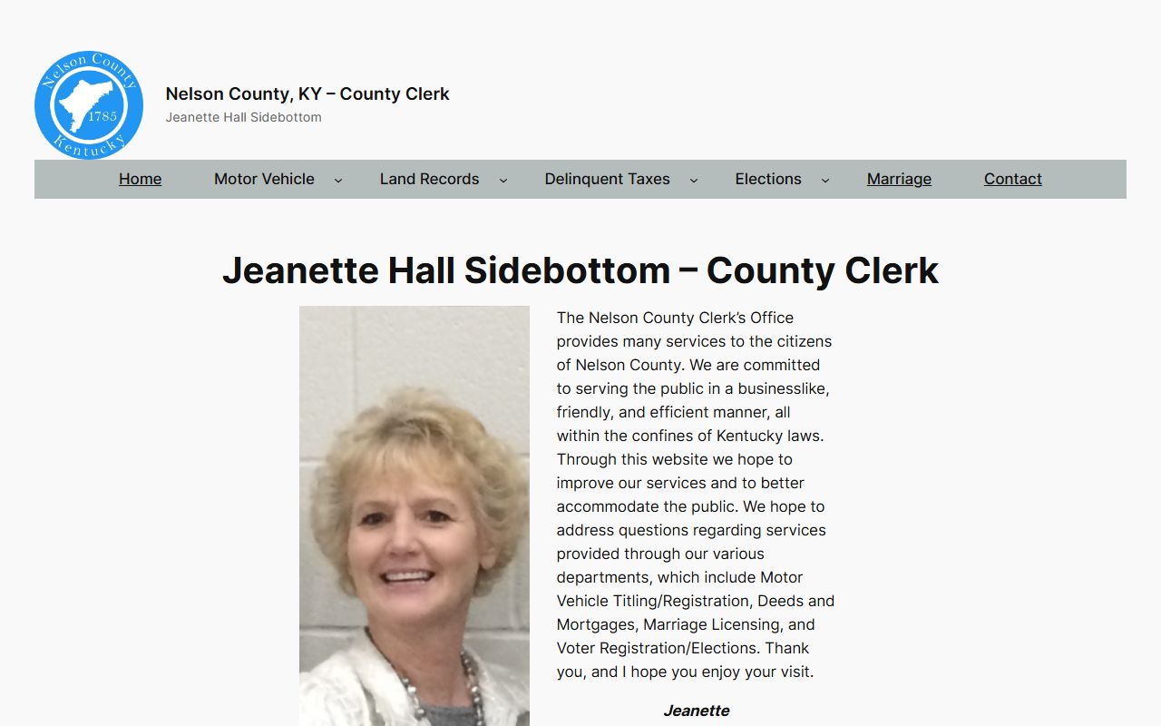 Nelson County court records County Clerk home page