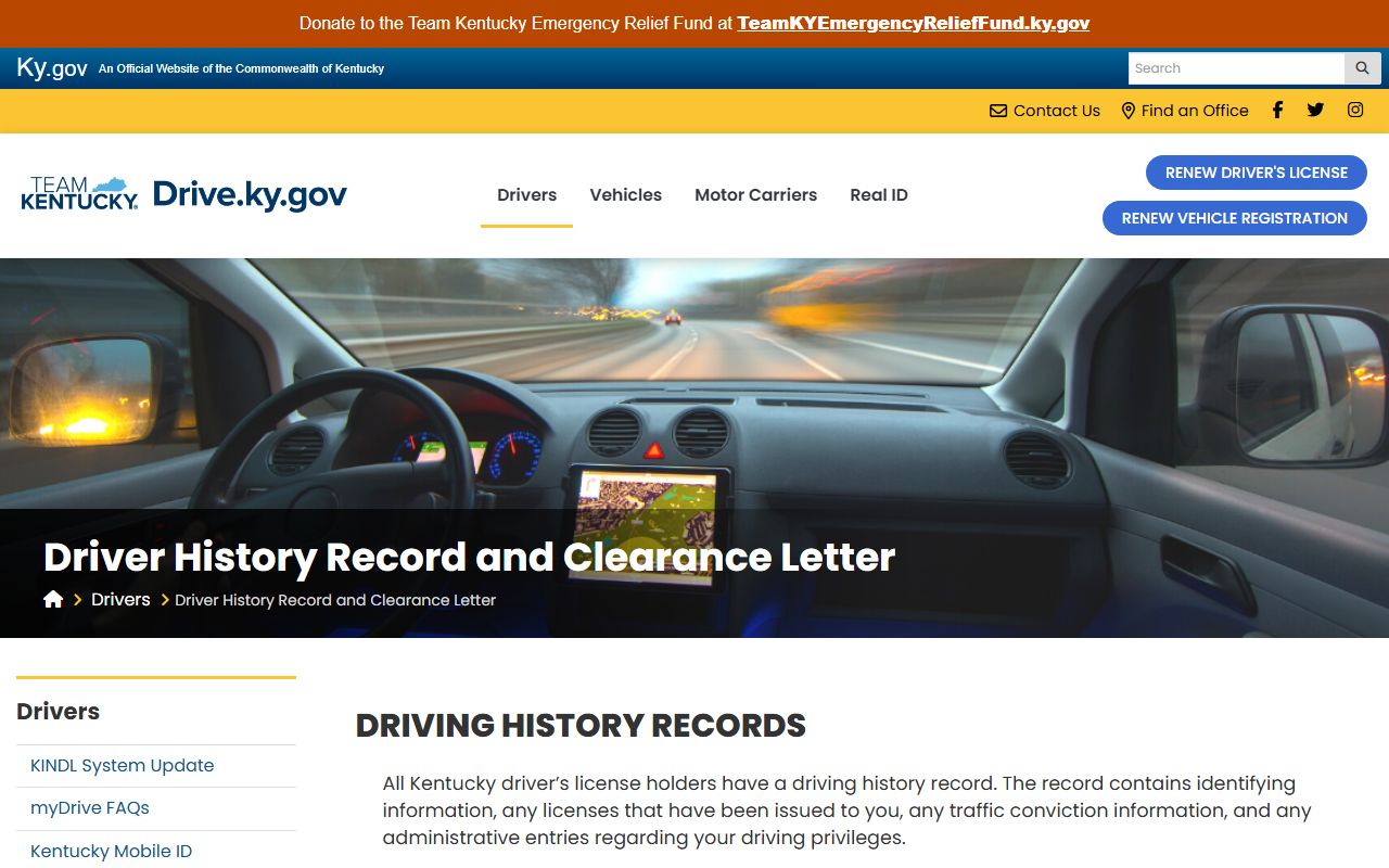 Nelson County traffic court records Kentucky driver history records
