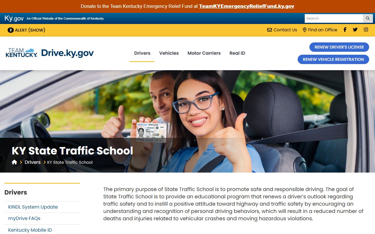 Nelson County traffic court records Kentucky State Traffic School