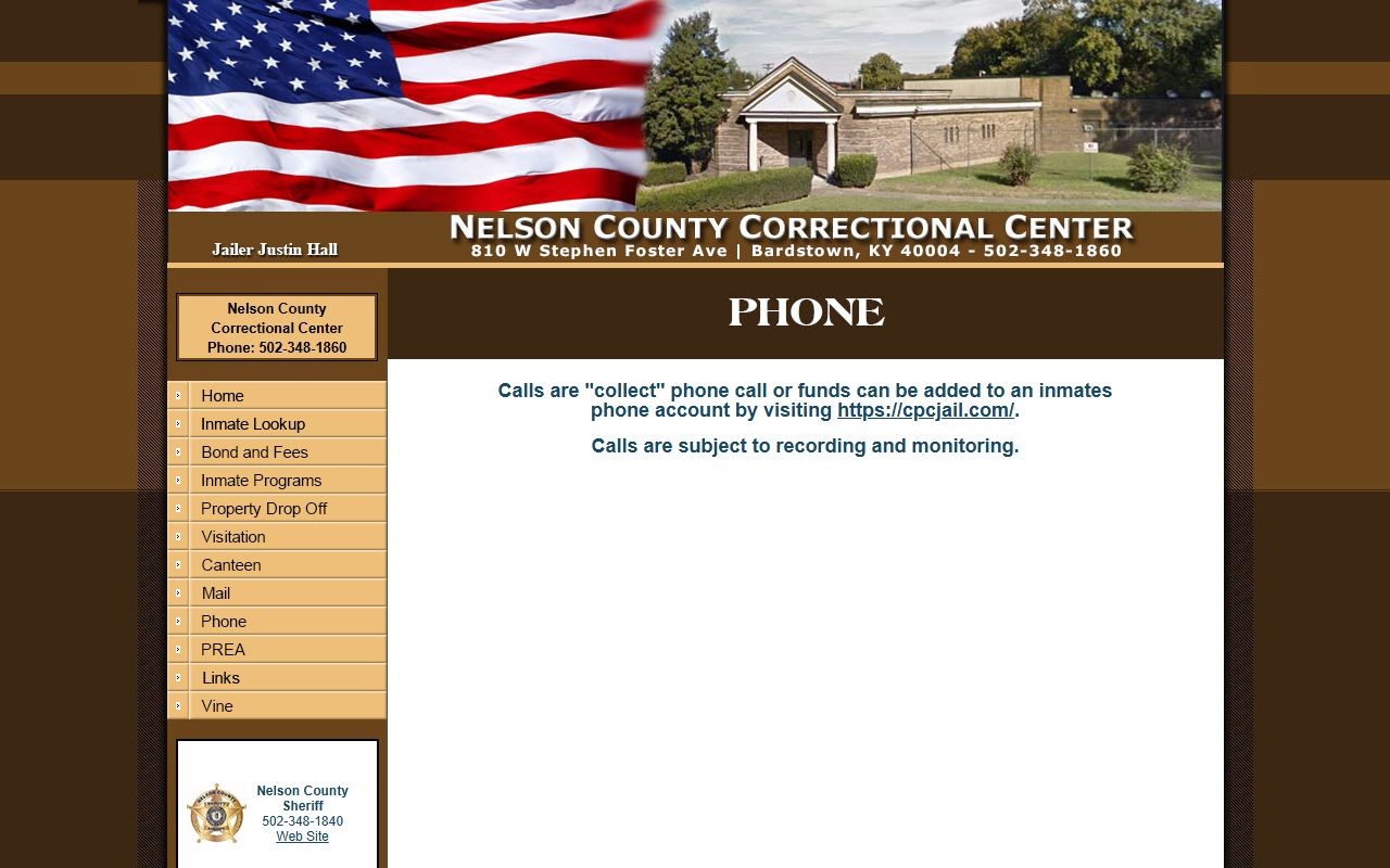 Nelson County traffic court records jail phone provider notice